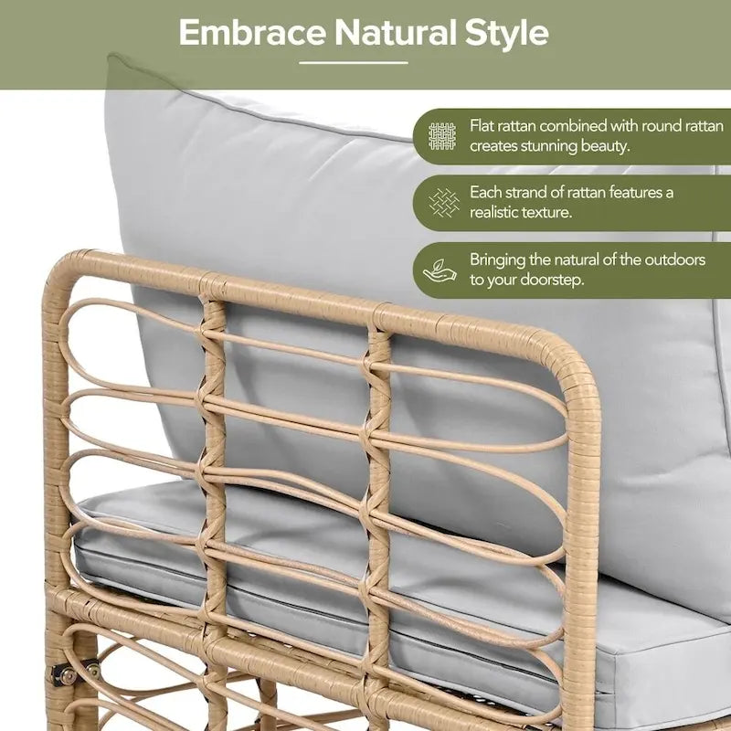 7 Pieces Outdoor Patio All-Weather Rattan Sectional Sofa Set