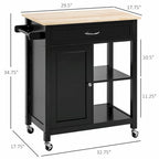 Rolling Kitchen Island Cart with Solid Wood Top and Drawer
