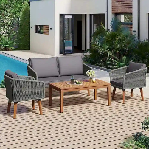 4 PCS Outdoor Patio Furniture Conversation Set