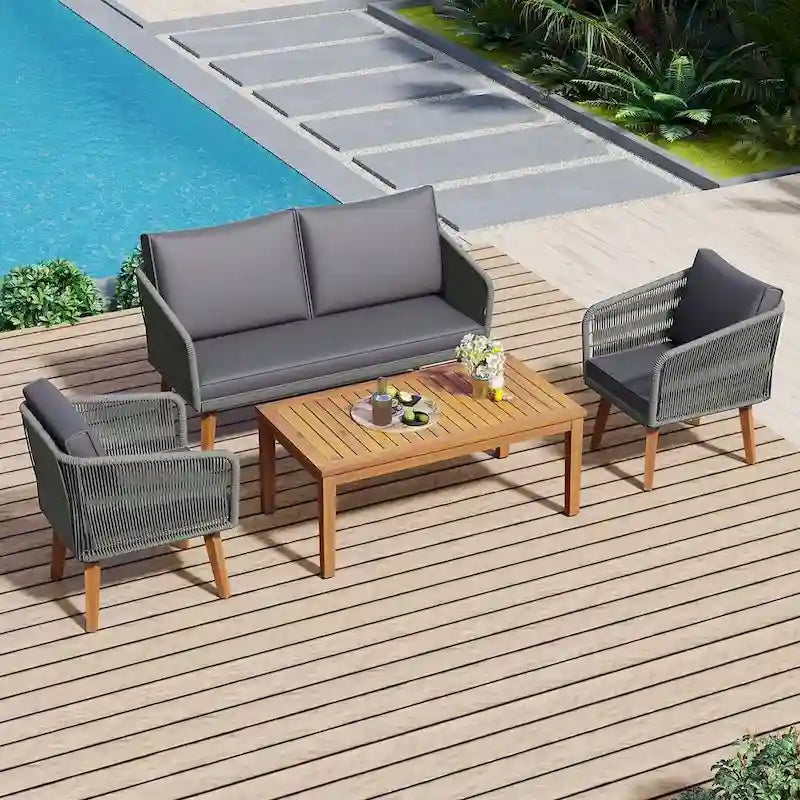 4 PCS Outdoor Patio Furniture Conversation Set