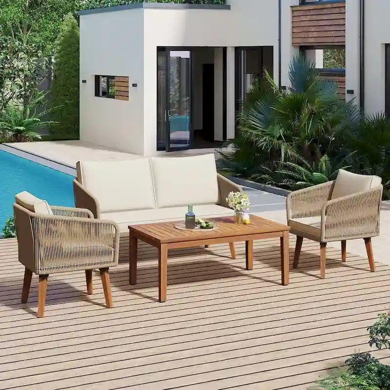 4 PCS Outdoor Patio Furniture Conversation Set