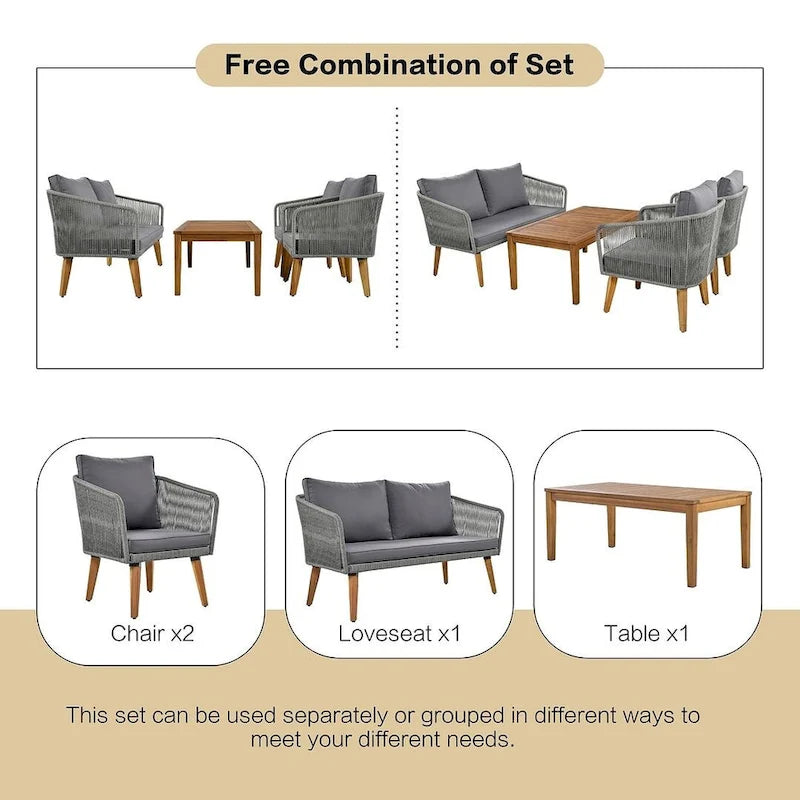 4 PCS Outdoor Patio Furniture Conversation Set