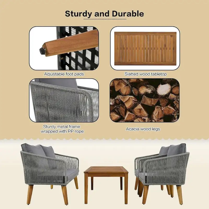 4 PCS Outdoor Patio Furniture Conversation Set