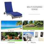 Outdoor Portable Chaise Lounge with PE Rattan Cushioned, Patio Pool Chair with 5-Level Adjustable Backrest & Wheels