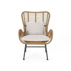 2 PCS Outdoor Modern Rattan Chair Set of 2 by Christopher Knight Home