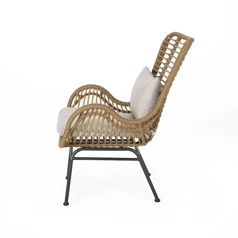 2 PCS Outdoor Modern Rattan Chair Set of 2 by Christopher Knight Home