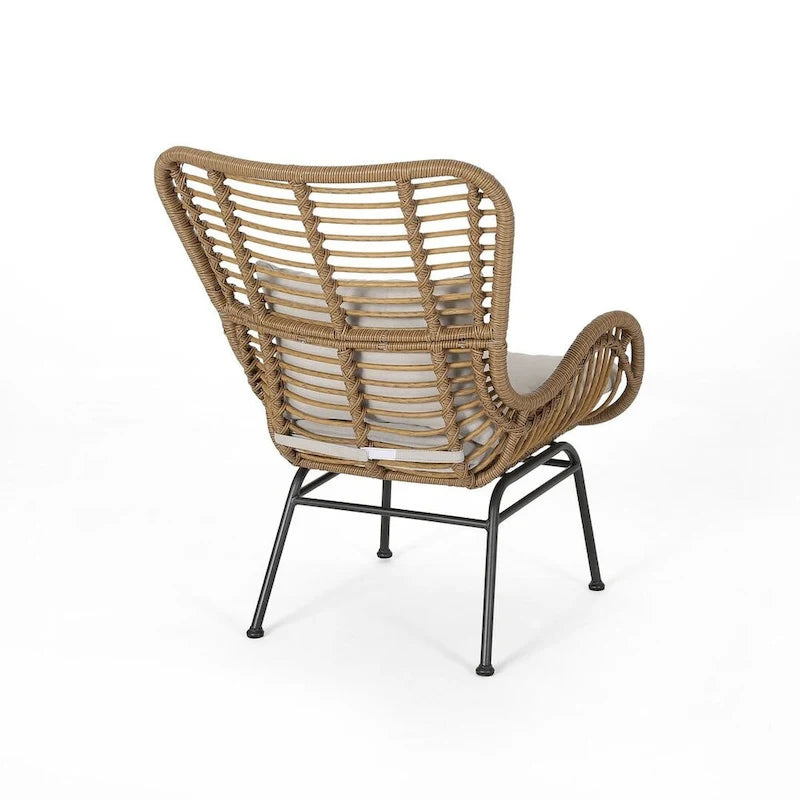 2 PCS Outdoor Modern Rattan Chair Set of 2 by Christopher Knight Home