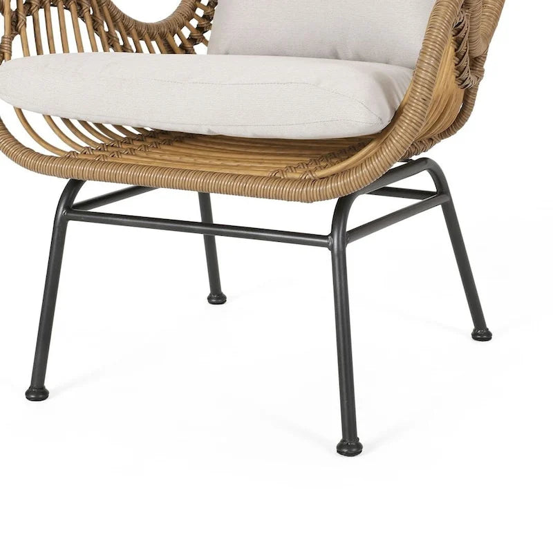 2 PCS Outdoor Modern Rattan Chair Set of 2 by Christopher Knight Home