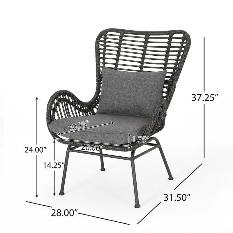 2 PCS Outdoor Modern Rattan Chair Set of 2 by Christopher Knight Home