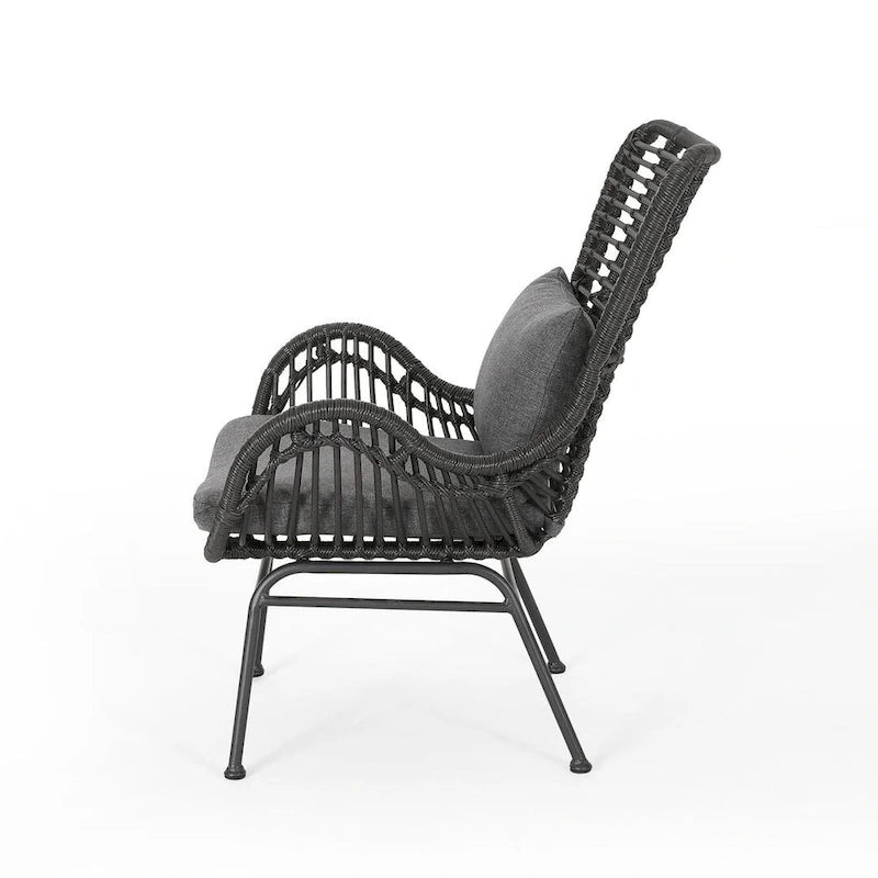 2 PCS Outdoor Modern Rattan Chair Set of 2 by Christopher Knight Home