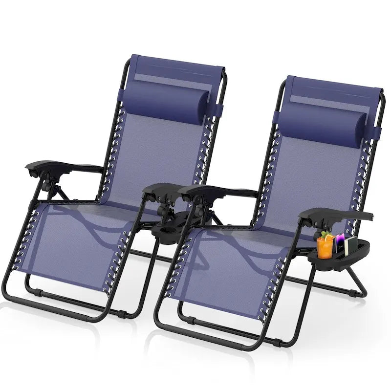 Zero Gravity Chairs Set of 2, Zero Gravity Lounge Chair, Reclining Patio Chairs Folding Recliner for Indoor and Outdoor