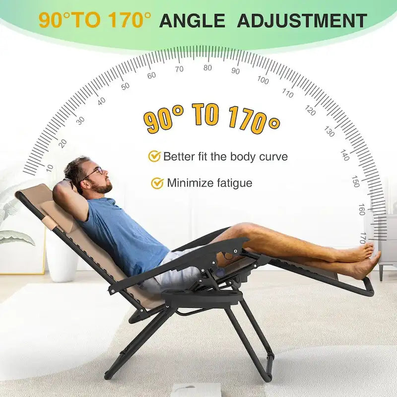 Zero Gravity Chairs Set of 2, Zero Gravity Lounge Chair, Reclining Patio Chairs Folding Recliner for Indoor and Outdoor