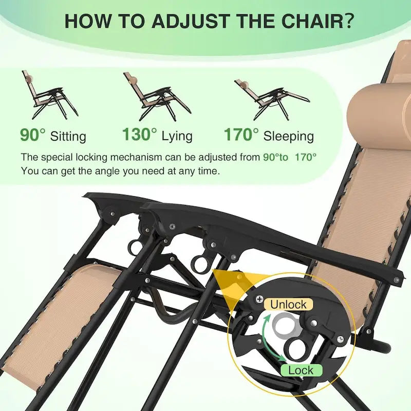 Zero Gravity Chairs Set of 2, Zero Gravity Lounge Chair, Reclining Patio Chairs Folding Recliner for Indoor and Outdoor