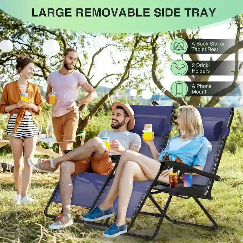 Zero Gravity Chairs Set of 2, Zero Gravity Lounge Chair, Reclining Patio Chairs Folding Recliner for Indoor and Outdoor