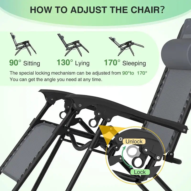 Zero Gravity Chairs Set of 2, Zero Gravity Lounge Chair, Reclining Patio Chairs Folding Recliner for Indoor and Outdoor