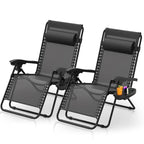 Zero Gravity Chairs Set of 2, Zero Gravity Lounge Chair, Reclining Patio Chairs Folding Recliner for Indoor and Outdoor