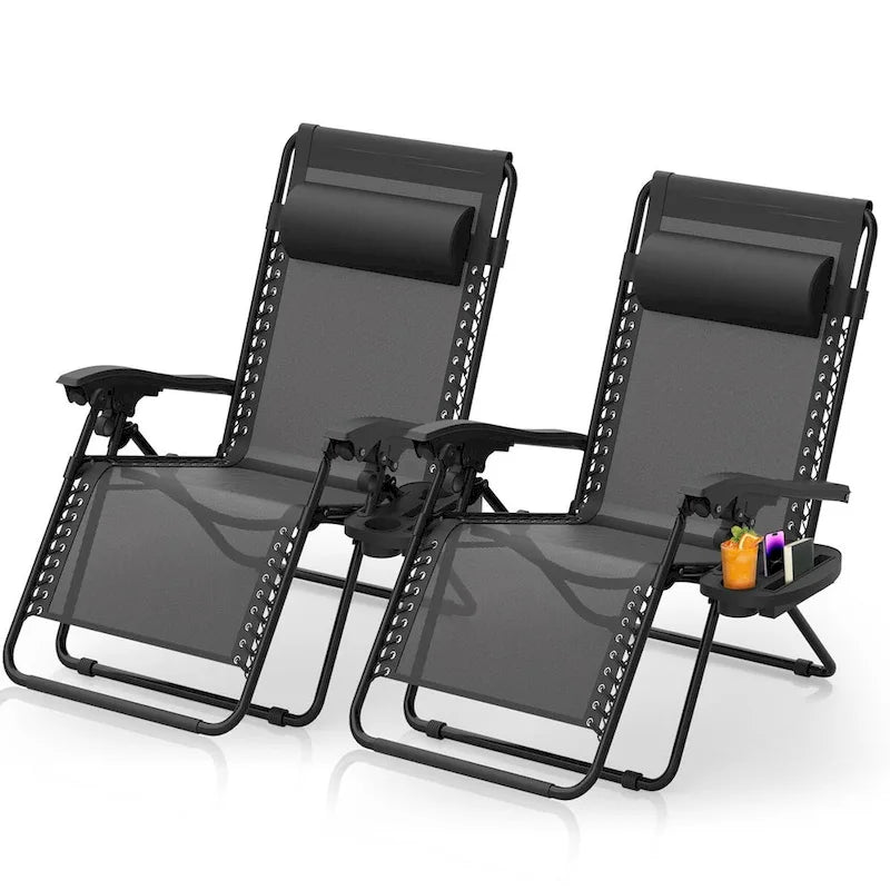 Zero Gravity Chairs Set of 2, Zero Gravity Lounge Chair, Reclining Patio Chairs Folding Recliner for Indoor and Outdoor