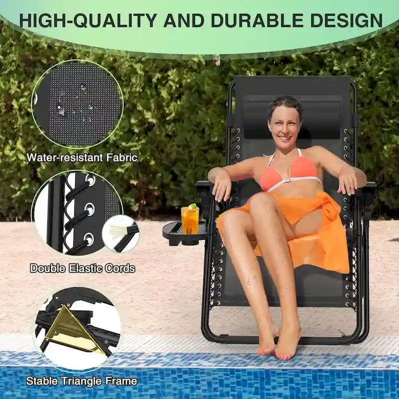 Zero Gravity Chairs Set of 2, Zero Gravity Lounge Chair, Reclining Patio Chairs Folding Recliner for Indoor and Outdoor