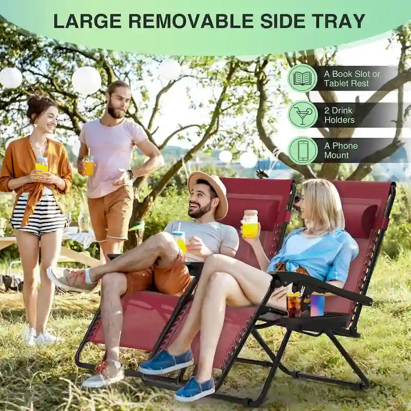 Zero Gravity Chairs Set of 2, Zero Gravity Lounge Chair, Reclining Patio Chairs Folding Recliner for Indoor and Outdoor