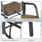Porch Glider Set of 2,Metal Frame Swing Glider Chairs with Breathable Mesh Fabric,Curved Armrests and Steel Frame for Garden