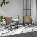 Porch Glider Set of 2,Metal Frame Swing Glider Chairs with Breathable Mesh Fabric,Curved Armrests and Steel Frame for Garden