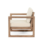 Outdoor Acacia Wood Club Chair with Cushions, Brown and Beige, 29.5 D X 27.5 W X 31.5 H