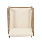 Outdoor Acacia Wood Club Chair with Cushions, Brown and Beige, 29.5 D X 27.5 W X 31.5 H