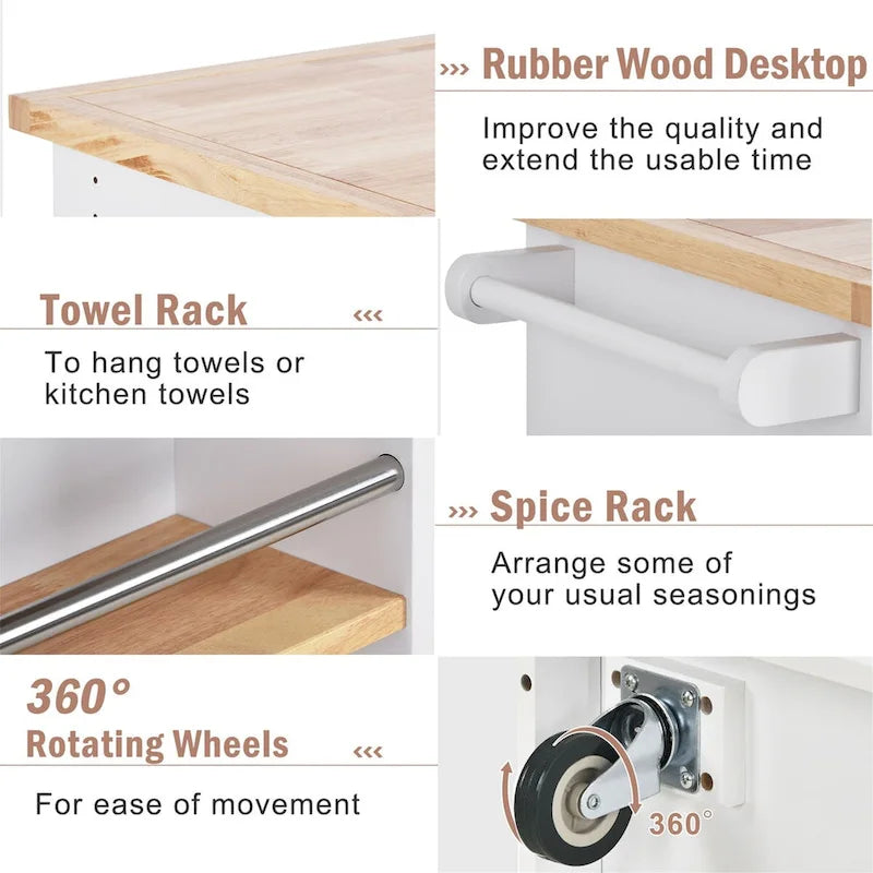 Two-sided Kitchen island Cart on Wheels by Harper&Bright Designs