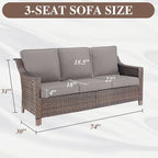 Wicker Rattan Outdoor Sofa Ottoman Set - Brown