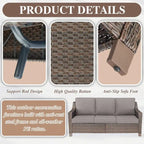 Wicker Rattan Outdoor Sofa Ottoman Set - Brown