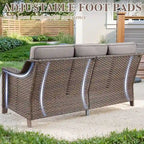 Wicker Rattan Outdoor Sofa Ottoman Set - Brown