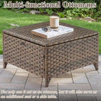 Wicker Rattan Outdoor Sofa Ottoman Set - Brown