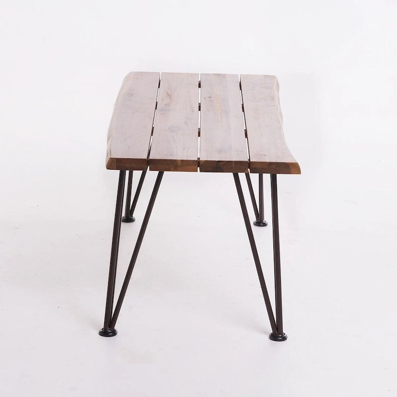 Coffee Table Teak Wood and Metal Rustic Patio Furniture by Christopher Knight Home