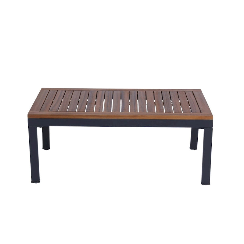 4-Piece Outdoor Sofa Set with Acacia Wood Top & Dark Grey Cushions - 28.35*46.46*27.56inchs