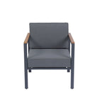 4-Piece Outdoor Sofa Set with Acacia Wood Top & Dark Grey Cushions - 28.35*46.46*27.56inchs
