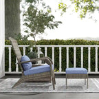 Patio Wicker Adirondack Chair Set with Ottoman, Outdoor Fire Pit Chair with Cushions, High-Back, Large Seat and Armrests
