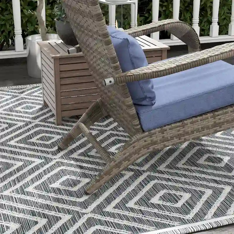 Patio Wicker Adirondack Chair Set with Ottoman, Outdoor Fire Pit Chair with Cushions, High-Back, Large Seat and Armrests