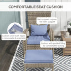 Patio Wicker Adirondack Chair Set with Ottoman, Outdoor Fire Pit Chair with Cushions, High-Back, Large Seat and Armrests