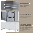 52.7 Rolling Mobile Kitchen Island with Solid Wood Top
