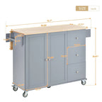 52.7 Rolling Mobile Kitchen Island with Solid Wood Top
