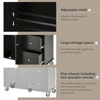 52.7 Rolling Mobile Kitchen Island with Solid Wood Top