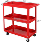 3 Tier Tool Cart on Wheels, 450 LBS Heavy Duty Steel Utility Cart w/Lockable Wheels for kitchen,Garage, Warehouse
