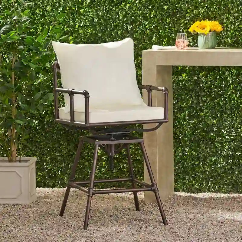 Iron Bar Stool W/Cushions