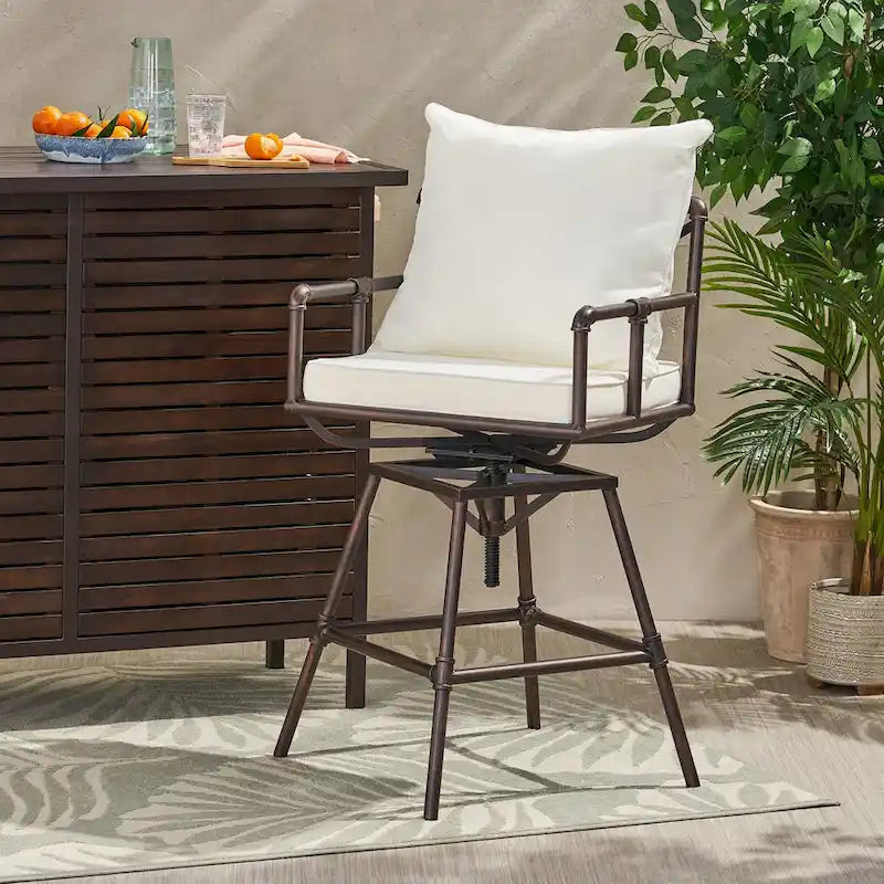 Iron Bar Stool W/Cushions