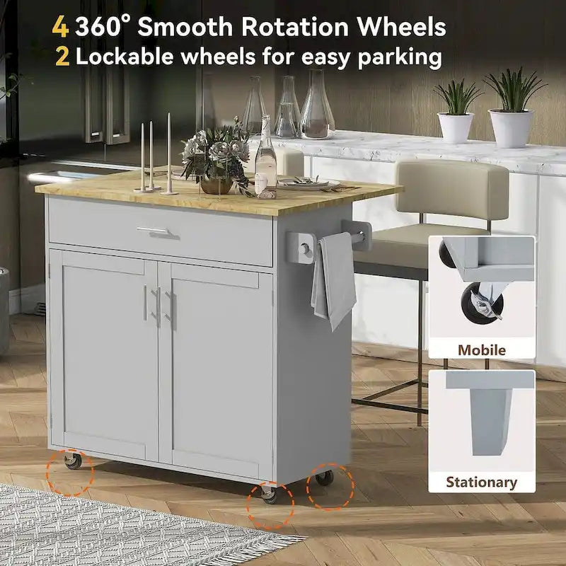 Rolling Kitchen Island Cart with Wheels , Drawer, Storage Racks
