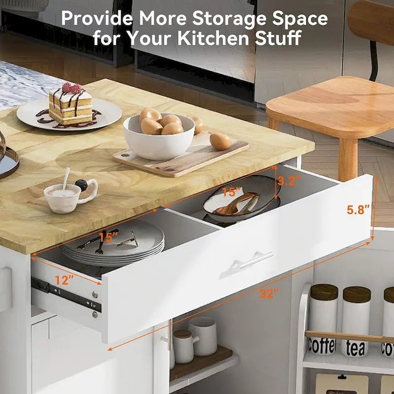 Rolling Kitchen Island Cart with Wheels , Drawer, Storage Racks