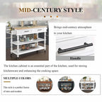 Rolling Kitchen Island Cart with Solid Oak Wood Top, Wine and Spice Rack