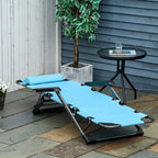Outdoor Folding Chaise Lounge, 2-in-1 Tanning Chair with PillowArmrests & Pocket