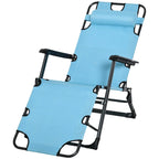 Outdoor Folding Chaise Lounge, 2-in-1 Tanning Chair with PillowArmrests & Pocket