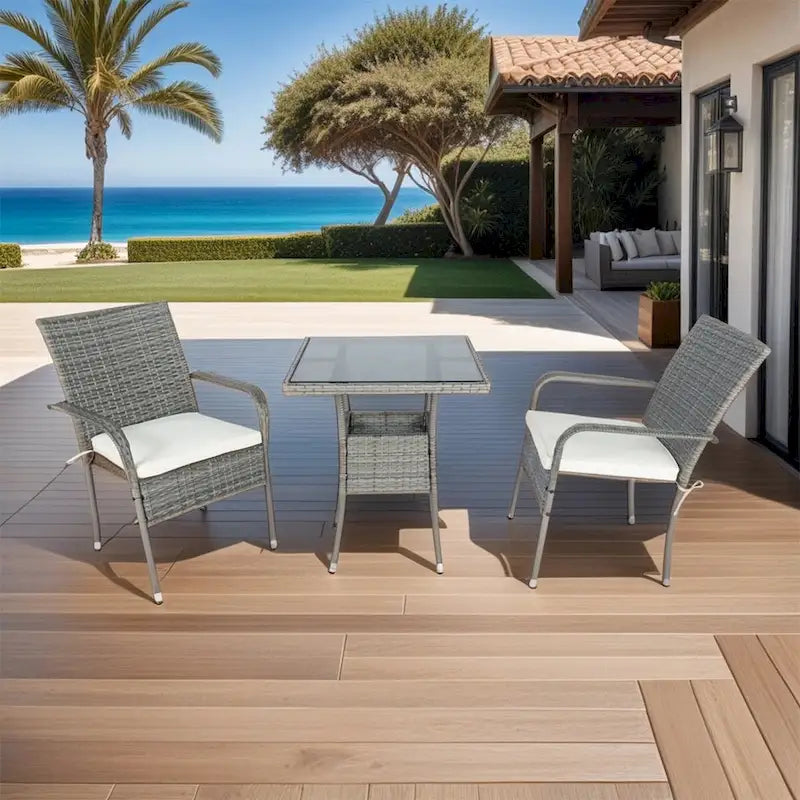 3 Piece Patio Wicker Conversation Set